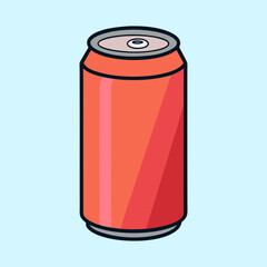 Stylized orange aluminum can with a black outline on a light blue background