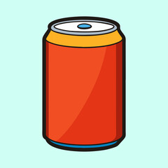 Illustration of an orange soda can with a minimalist design style