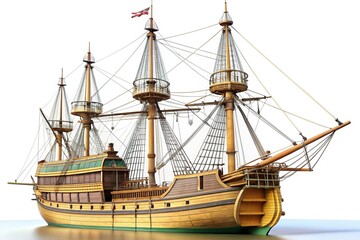 Naklejka premium Mayflower Ship Diagram - Historical Vessel Illustration