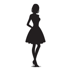 Trendy Skater Dress silhouette, always in vogue – Skater Dress illustration – Minimalist Skater Dress vector – Ladies dress silhouette

