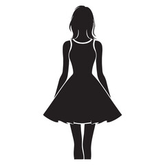 Breezy Skater Dress silhouette, perfect for warm weather – Skater Dress illustration – Minimalist Skater Dress vector – Ladies dress silhouette

