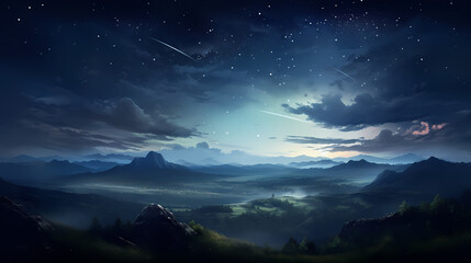 Fototapeta premium Quiet night sky and stars illustration background poster decorative painting