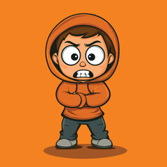 afraid man mascot cute cartoon no details solid background bright