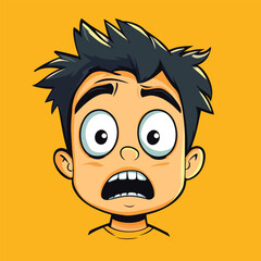 afraid man mascot cute cartoon no details solid background bright
