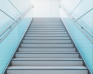 Fototapeta premium Ultramodern multilevel stainless steel stairs with asymmetrical step patterns, hidden fixtures, and a bold futuristic concept