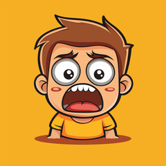 afraid man mascot cute cartoon no details solid background bright