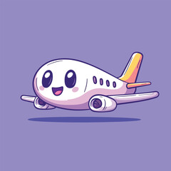 Airplane mascot cute cartoon no details solid background bright
