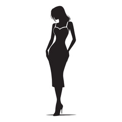 Timeless Sheath Dress silhouette, elegance with simplicity – Sheath Dress illustration – Minimalist Sheath Dress vector – Ladies dress silhouette

