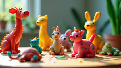 Crafts from plasticine animal figurines
