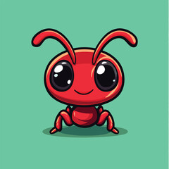 Ant mascot cute cartoon no details solid background bright