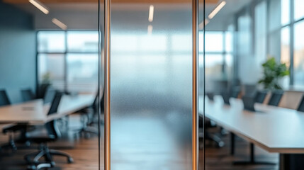 Pattern-cut frosted film for glass offering privacy in offices and modern meeting rooms