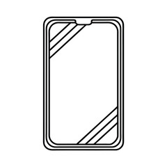 Outline style modern smartphone design with black frame and screen protector icon