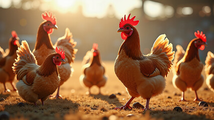 Fototapeta premium A hen with chicks throwing a sporting event themed party!