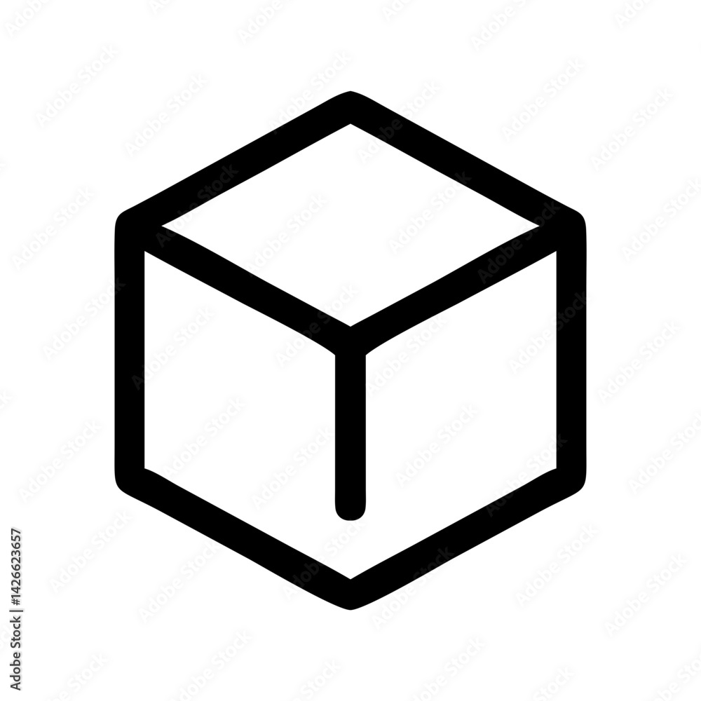 Poster modern geometric cube icon for design and technology applications - flat stroke icon for apps and we