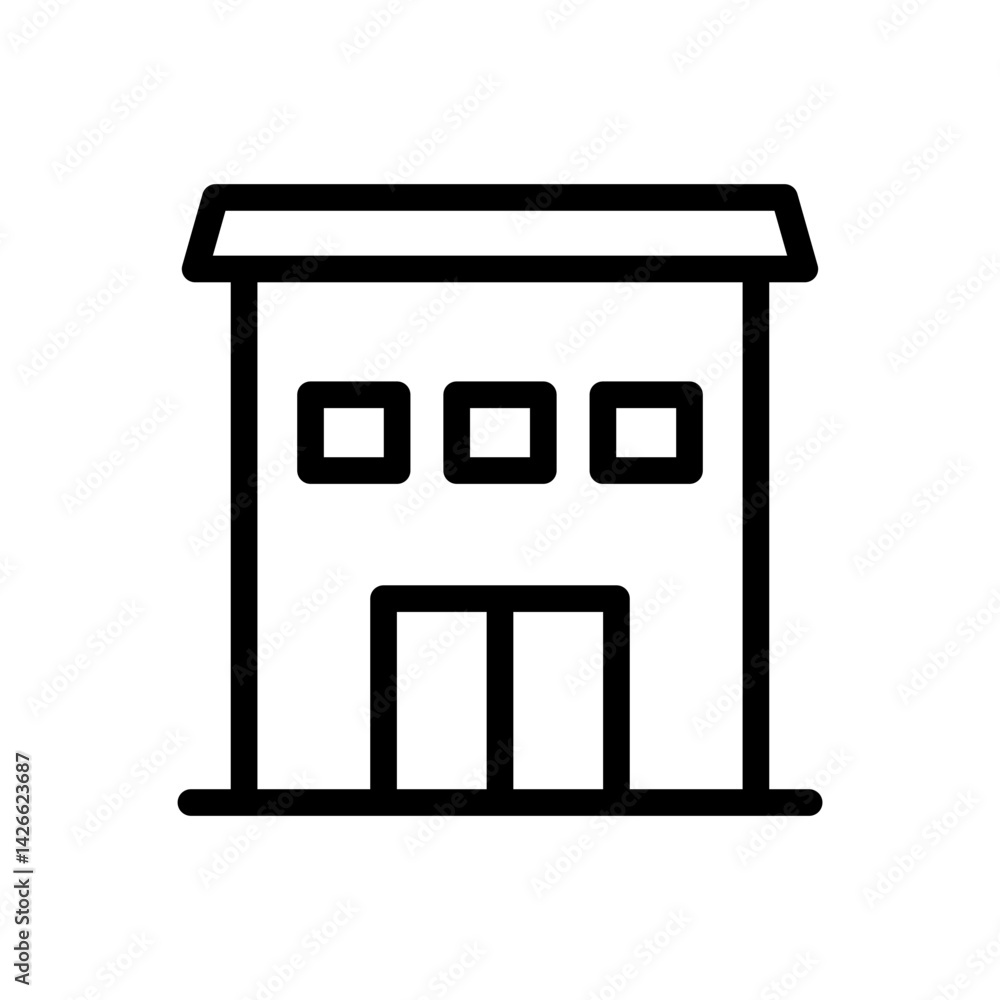 Poster office building corporate icon for business spaces and workplace environments - flat stroke icon for