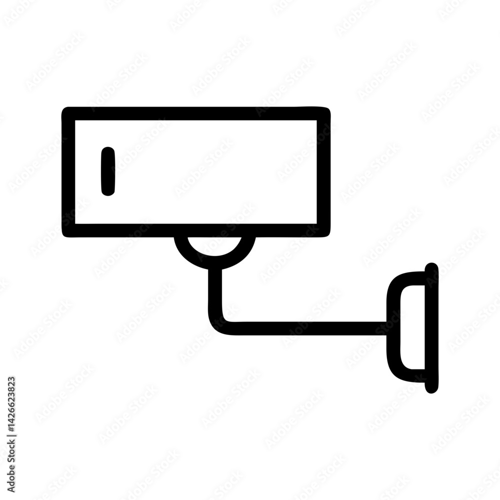 Poster security camera surveillance icon for home and business monitoring - flat stroke icon for apps and w