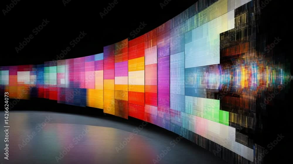 Aufkleber colorful abstract wave flowing through digital space with vibrant hues and a sense of depth and move