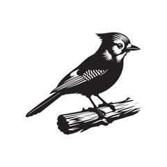 Obraz premium Minimalist Blue Jay Bird Silhouette - Vector of Blue jay bird - Blue jay Illustration - Blue jay black and white design.