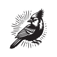 Minimalist Blue Jay Bird Silhouette - Vector of Blue jay bird - Blue jay Illustration - Blue jay black and white design.
