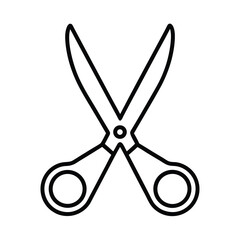 Open scissors vector icon line art illustration for cutting and crafting projects