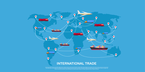 international trade import export logistic concept show in  world map