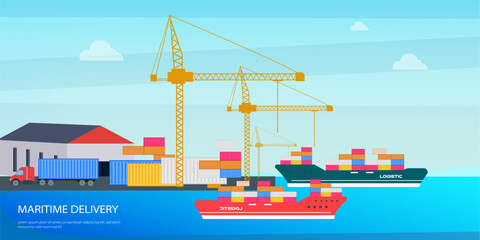 container cargo freight ship loading logistic cargo for trade © biswas