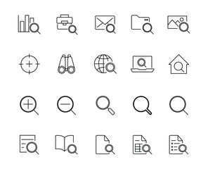  search, analysis, book, buttons, cyberspace, diagram, discovery, document, engine, file, find, glasses, lens, look, magnify, minimal, outline, page, photo, pictogram, research, review, stroke, tool, 
