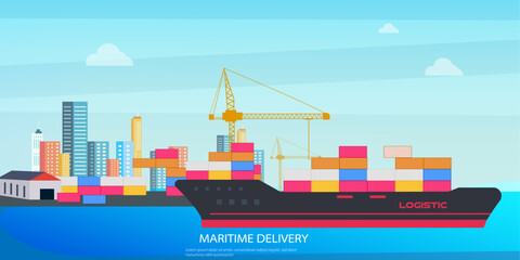 container cargo freight ship loading logistic cargo for trade