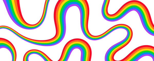 Colorful rainbow ribbon stripes on transparent background. Vector  EPS 10