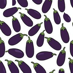 Purple Eggplant Seamless Pattern