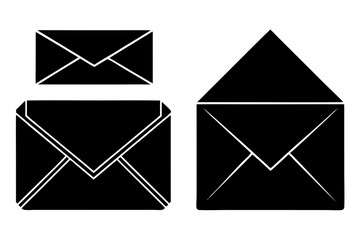 set of Envelope silhouette vector illustration