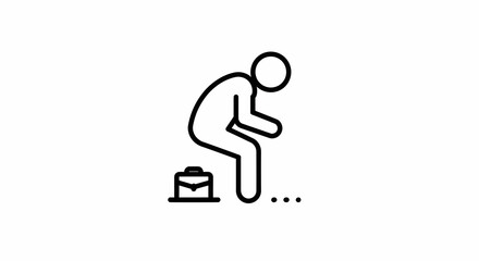 Person Sitting with Briefcase Waiting Outline
