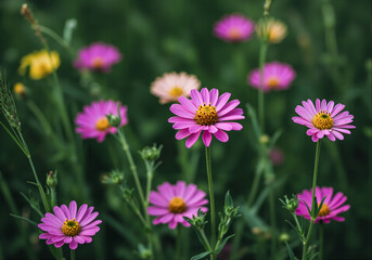 Vibrant Summer Wildflowers Blooming Meadow Close Up
