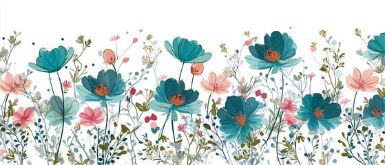 Obraz premium Delicadeza Natural: Patrón Floral sobre Blanco Puro