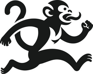 Silhouette of a running monkey vector