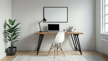 Blank Wall Art Mockup in Scandinavian Living Room Interior