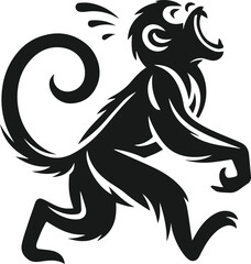 Silhouette of a running monkey vector