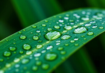 Close Up Water Droplets Green Leaf Nature Macro