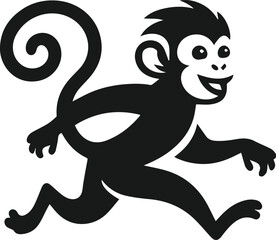 Silhouette of a running monkey vector