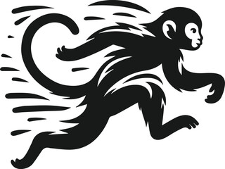 Silhouette of a running monkey vector