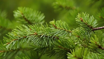 Fir branch against a blurred green background
1