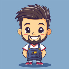 Barber boy mascot cute cartoon no details solid background bright