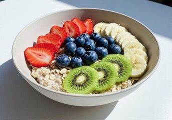 Healthy Vegan Breakfast Bowl on White Table