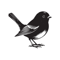 Dark-eyed junco Vector Silhouette - Black and White  Dark-eyed junco Illustration - Dark-eyed junco bird art.