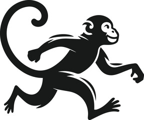 Silhouette of a running monkey vector