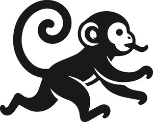 Silhouette of a running monkey vector