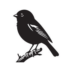 Dark-eyed junco Vector Silhouette - Black and White  Dark-eyed junco Illustration - Dark-eyed junco bird art.