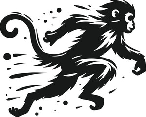 Silhouette of a running monkey vector