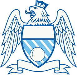 Minimal Line Art Style Football Club Emblem with Wings and Shield, Football Logo