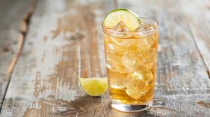 Fototapeta premium Refreshing Ginger Ale with Lime Slice